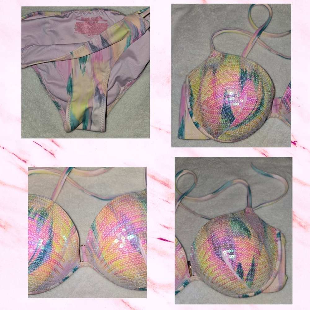 ❤️ Victoria's Secret Multicolor Bikini Sz 34D & M - Picture 6 of 15